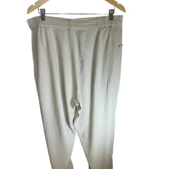 ASOS Pants Womens 14 Beige Pleated Wide Leg High Rise Boho Linen Blend - Picture 3 of 11